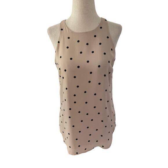 Ann Taylor Light Beige Polka Dot Lined Tank Top Women Size XS | 55-24 - Picture 1 of 6